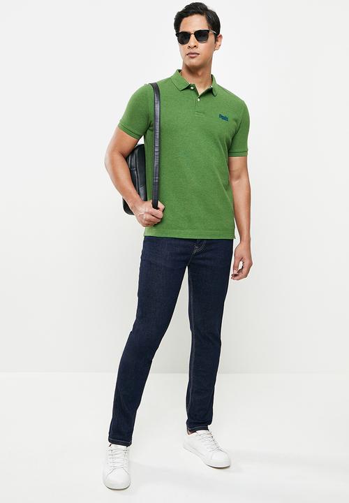 Superdry. - Classic pique polo - moss green marl
