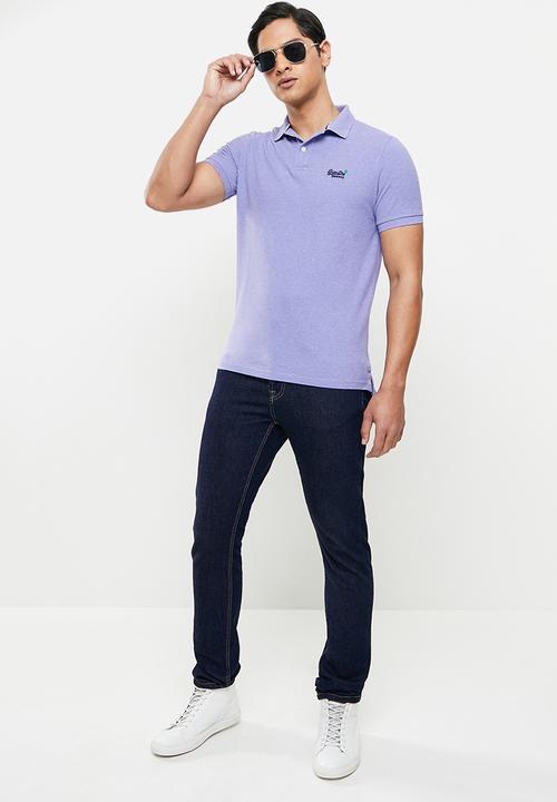 Superdry. - Classic pique polo - notch lavender marl