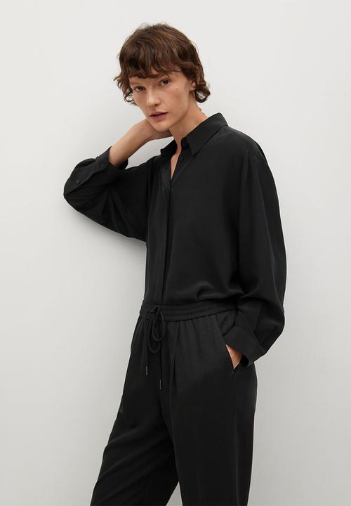 MANGO - Trousers fluido - black