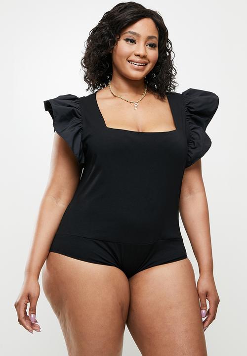 Blake - Ruffle sleeve body suit - black