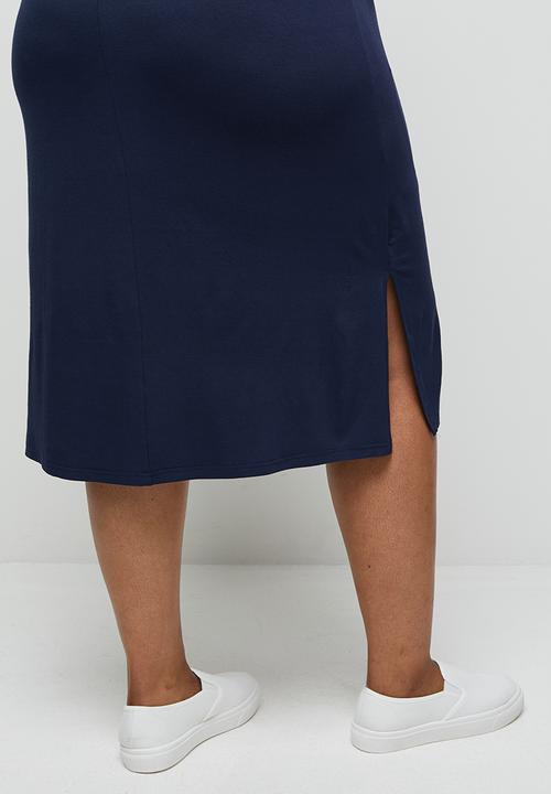 edit Plus - 3/4 Sleeve v-neck tee dress - navy