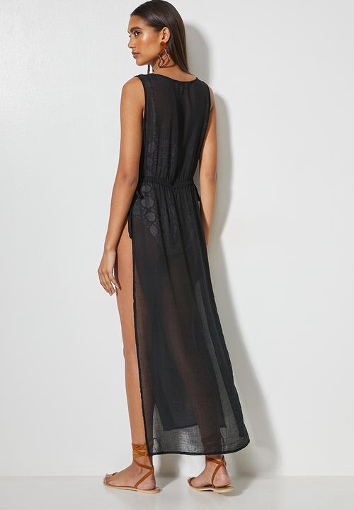 Superbalist - High slit cover up - black