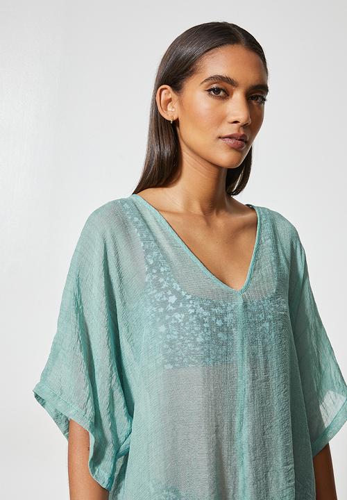 Superbalist - Low v-neck cover up - sage