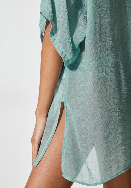 Superbalist - Low v-neck cover up - sage