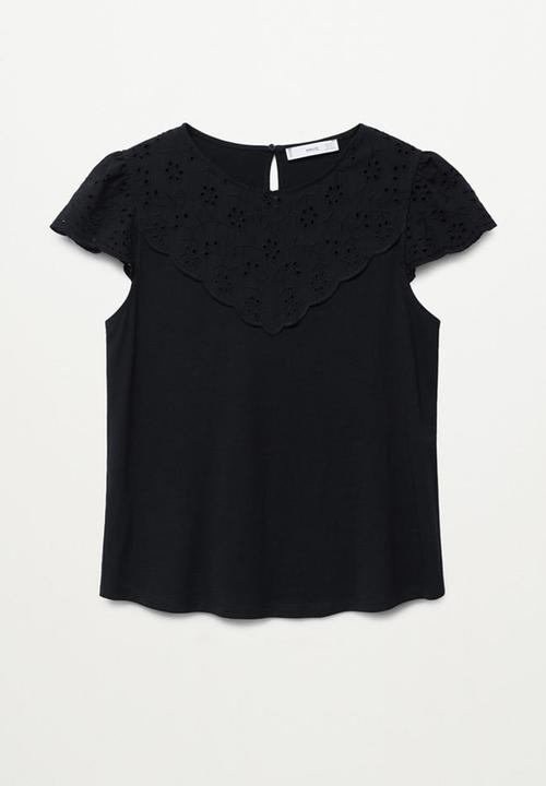 MANGO - T-shirt lorena - black