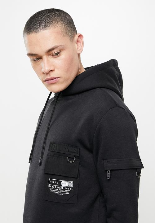 Brave Soul - Chelsea utility hoodie - jet black