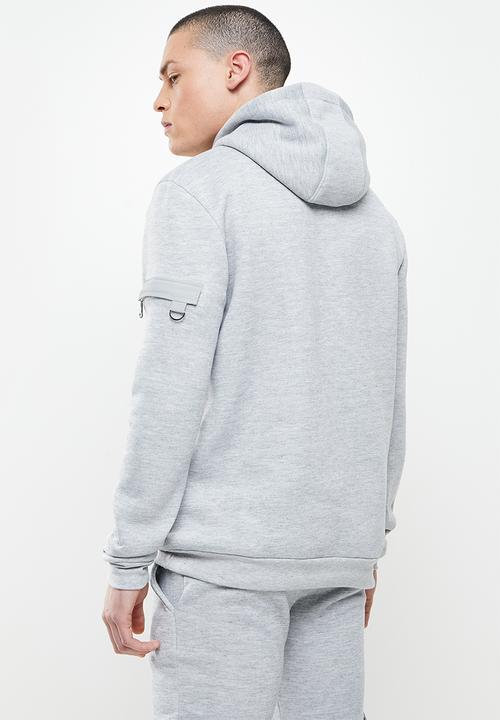Brave Soul - Chelsea utility hoodie - light grey marl