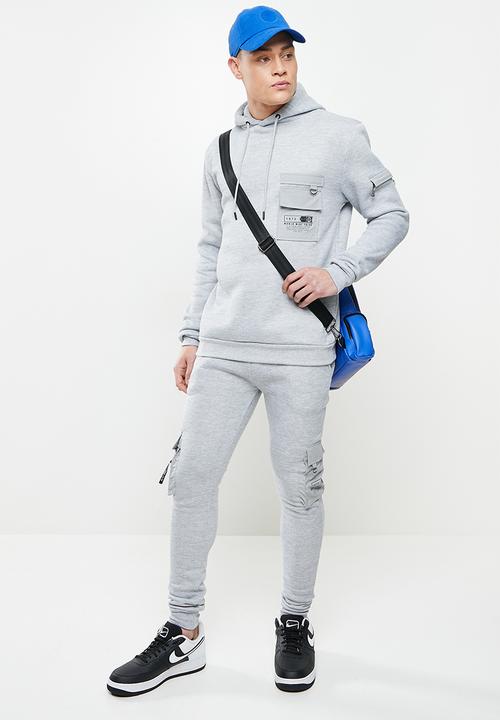 Brave Soul - Chelsea utility hoodie - light grey marl