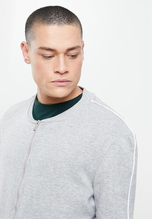 Brave Soul - Poncho fleece bomber jacket - light grey marl