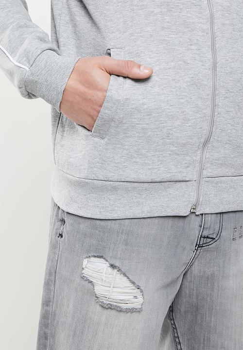 Brave Soul - Poncho fleece bomber jacket - light grey marl