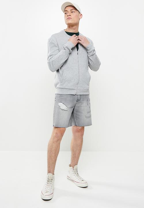 Brave Soul - Poncho fleece bomber jacket - light grey marl