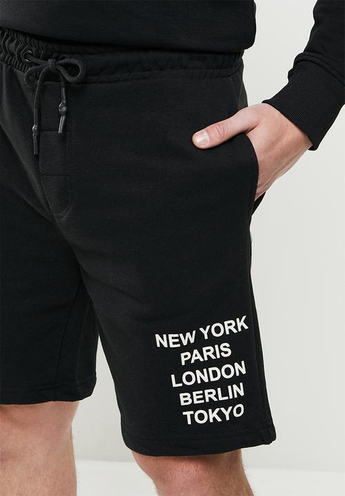 Brave Soul - City fleece shorts - jet black