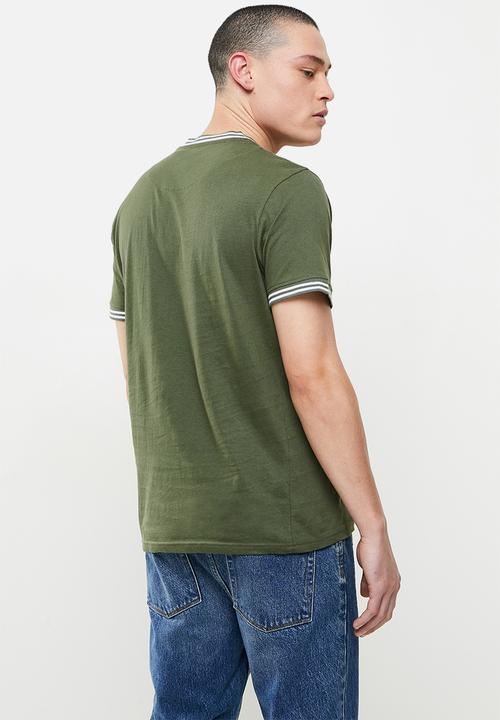 Brave Soul - Rib cuffed tee - sage