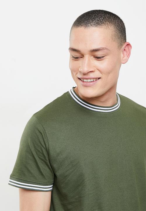 Brave Soul - Rib cuffed tee - sage