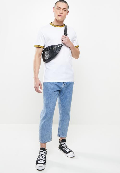 Brave Soul - Jaquard printed rib tee - white