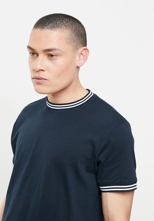 Brave Soul - Rib cuffed tee - dark navy