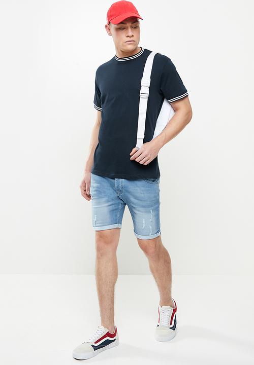 Brave Soul - Rib cuffed tee - dark navy