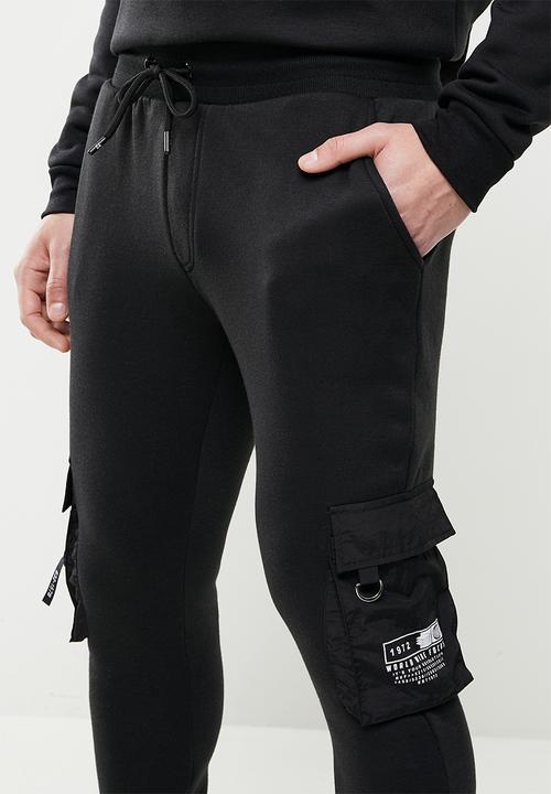 Brave Soul - Utility cuffed cargo pants - jet black