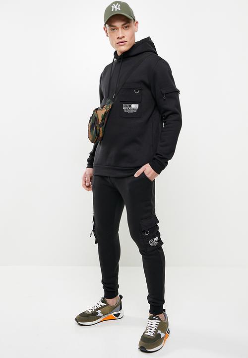 Brave Soul - Utility cuffed cargo pants - jet black