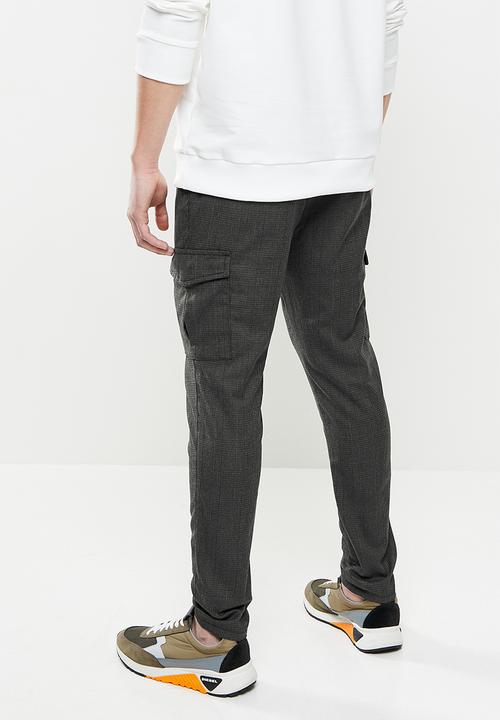 Brave Soul - Micro check cargo pants - dark grey