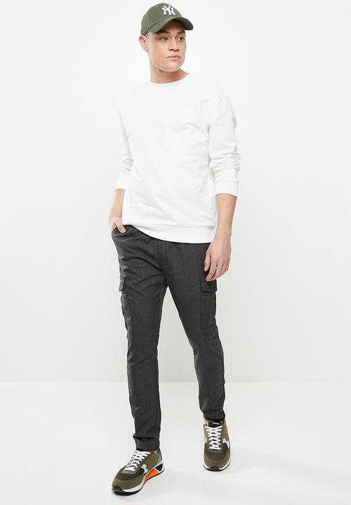 Brave Soul - Micro check cargo pants - dark grey