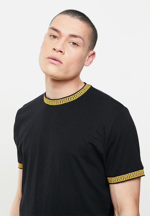 Brave Soul - Jaquard printed rib tee - black