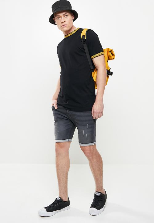 Brave Soul - Jaquard printed rib tee - black