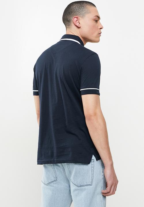 Brave Soul - Virgil 3 button piping detail polo - navy