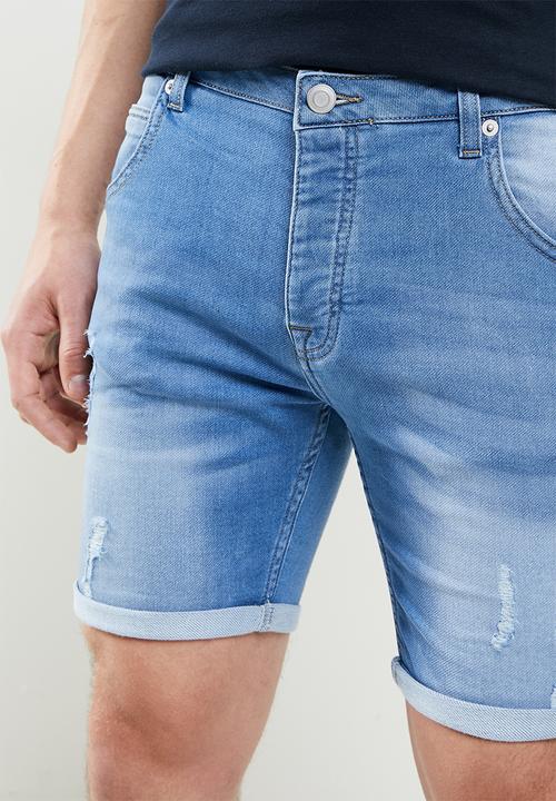 Brave Soul - Lincoln denim shorts - light blue washed
