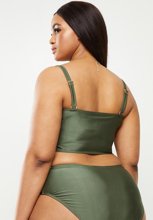 Cotton On - Curve bandeau bikini top - warm khaki shimmer
