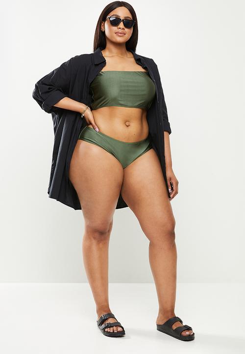 Cotton On - Curve cheeky bikini bottom - warm khaki shimmer