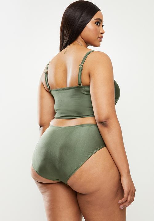 Cotton On - Curve high waisted full bikini bottom - warm khaki shimmer