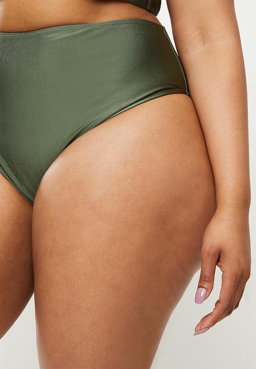 Cotton On - Curve high waisted full bikini bottom - warm khaki shimmer