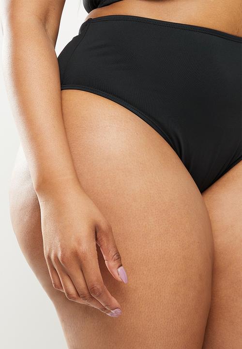 Cotton On - Curve high waisted full bikini bottom - solid black