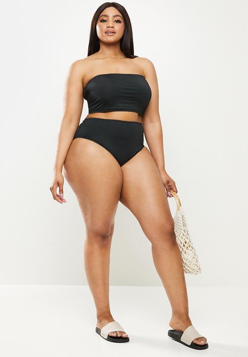 Cotton On - Curve high waisted full bikini bottom - solid black