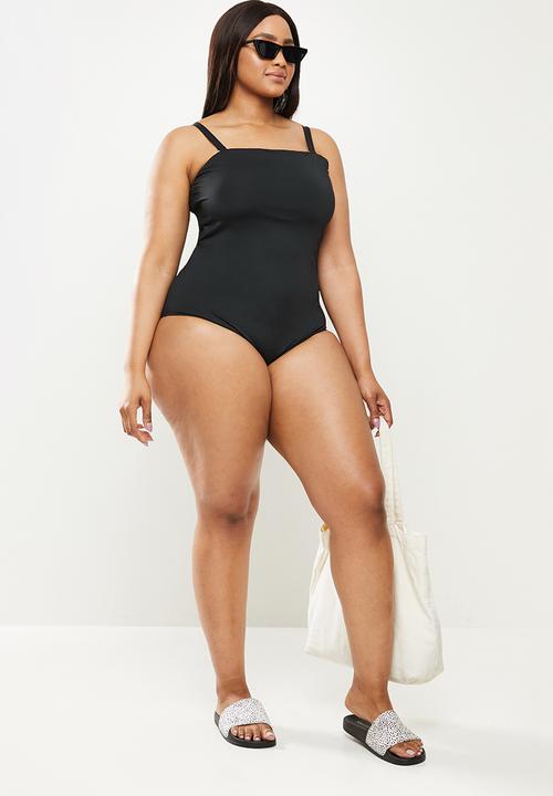 Cotton On - Curve swim strapless one piece - solid black