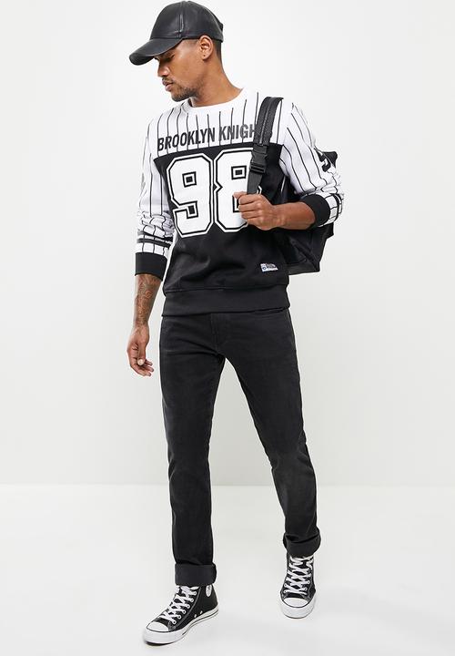 Lonsdale - Brooklyn crew sweater - white & black