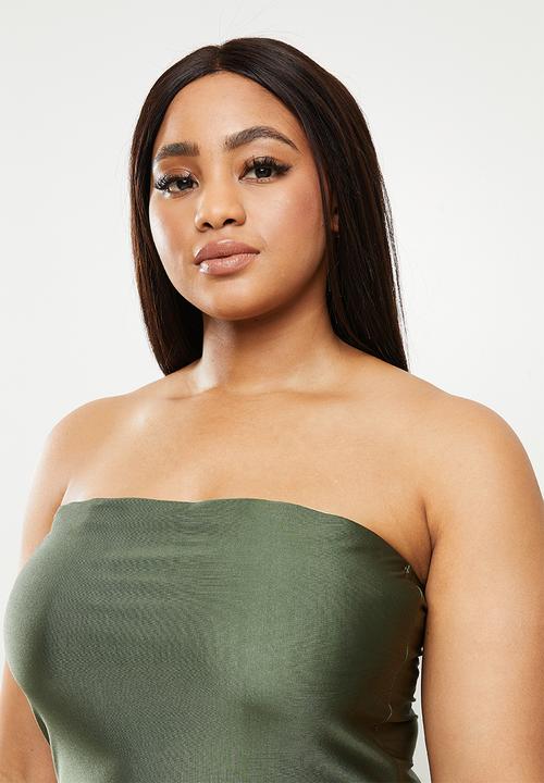 Cotton On - Curve swim strapless one piece - warm khaki shimmer