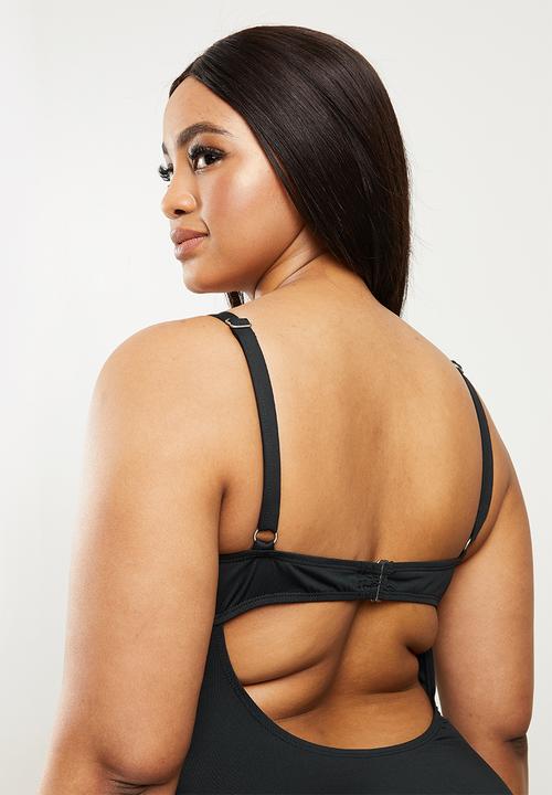 Cotton On - Curve rouched front one piece - solid black