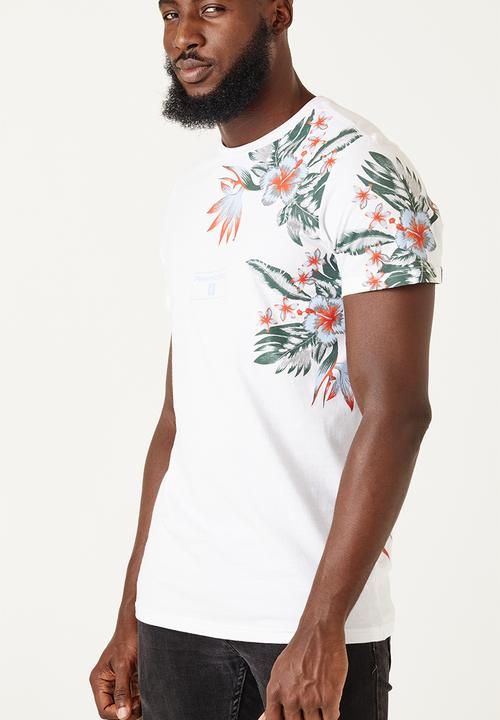 Flyersunion - Mens-longline tropical tee - white