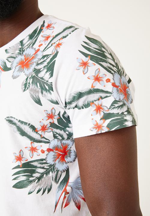 Flyersunion - Mens-longline tropical tee - white