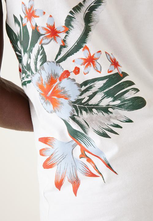 Flyersunion - Mens-longline tropical tee - white
