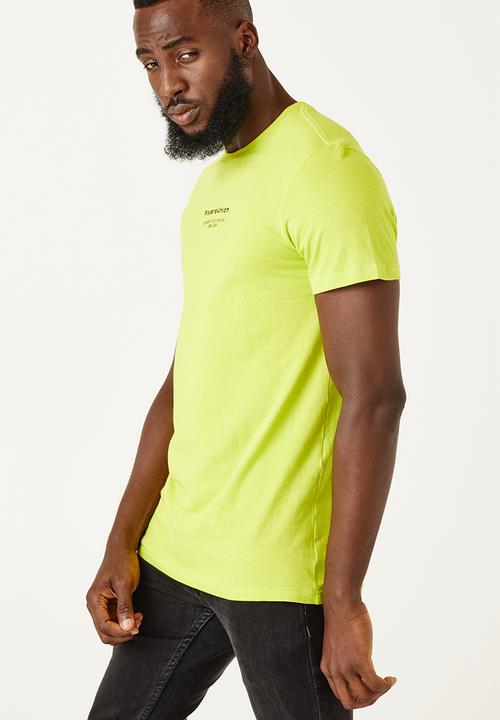 Flyersunion - Mens-longline printed tee - lime