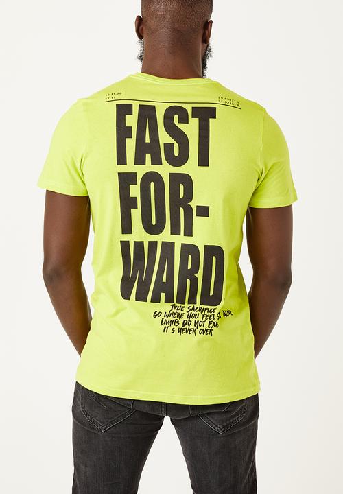 Flyersunion - Mens-longline printed tee - lime