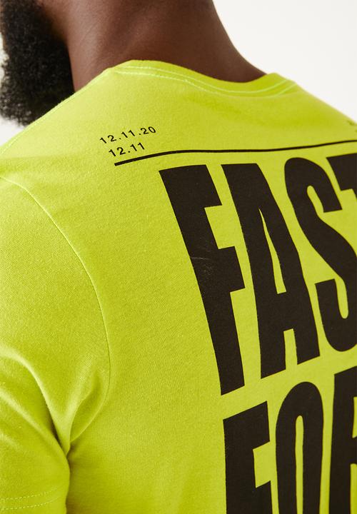 Flyersunion - Mens-longline printed tee - lime