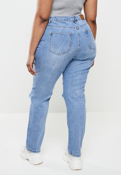 Missguided - Plus shredded wrath jean - blue