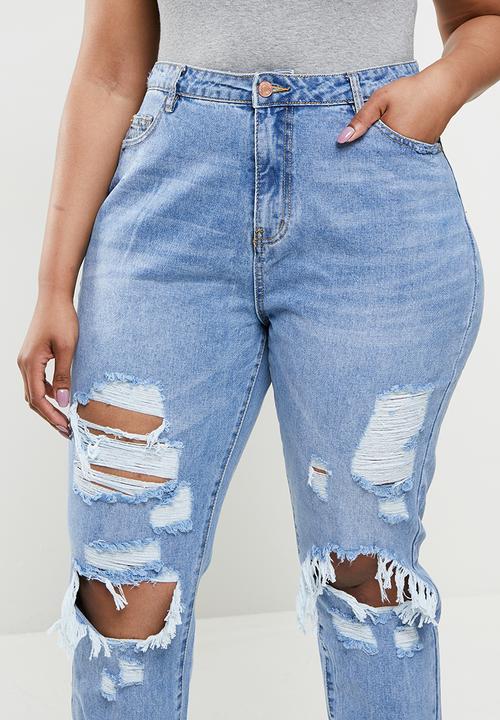 Missguided - Plus shredded wrath jean - blue