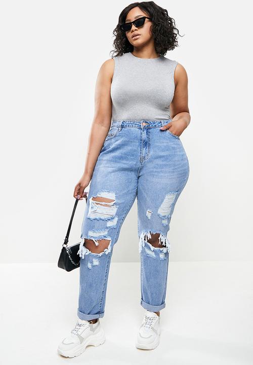Missguided - Plus shredded wrath jean - blue