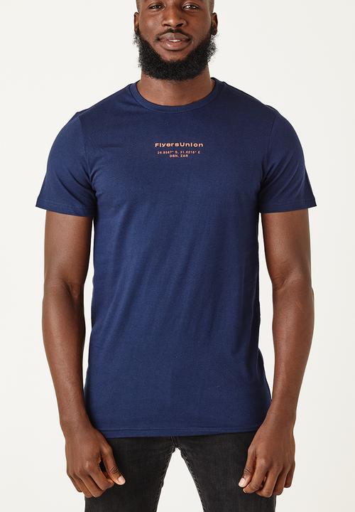 Flyersunion - Mens-longline printed tee - navy