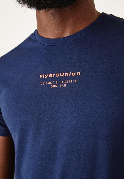 Flyersunion - Mens-longline printed tee - navy